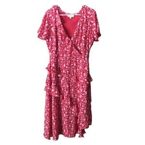 Floral Flutter Sleeve Ruffled Midi Dress